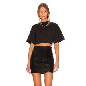 Faux leather mini skirt, line & dot